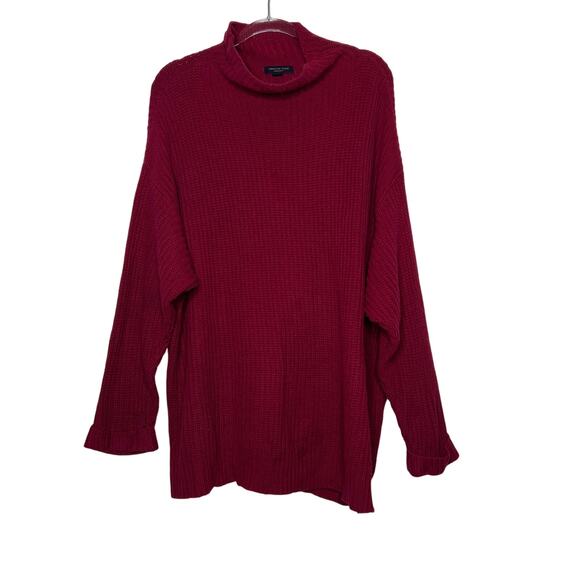 AMERICAN EAGLE Oversized Fit Sweater Mock Neck Chunky Knit Pink Womens Size L/XL - Picture 2 of 6